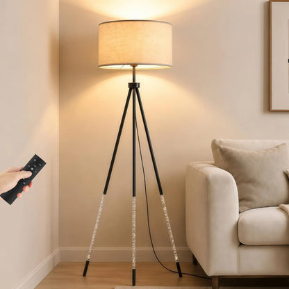 Modern Floor Lamp with Remote, Dimmable with Timer, Linen Shade