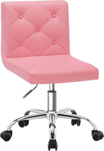 Leather Mid-Back Vanity Chair, Height Adjustable, Swivel