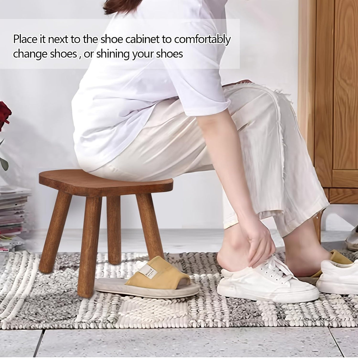 Wooden Step Stool for Adults & Toddlers – 9.3" Height, 4 Detachable Legs