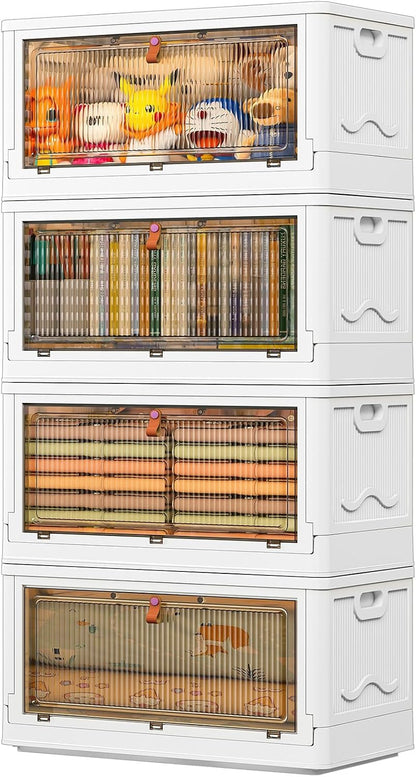 4-Tier Rolling Storage Bins 23QT for Living Room & Dorm – Stackable, Foldable