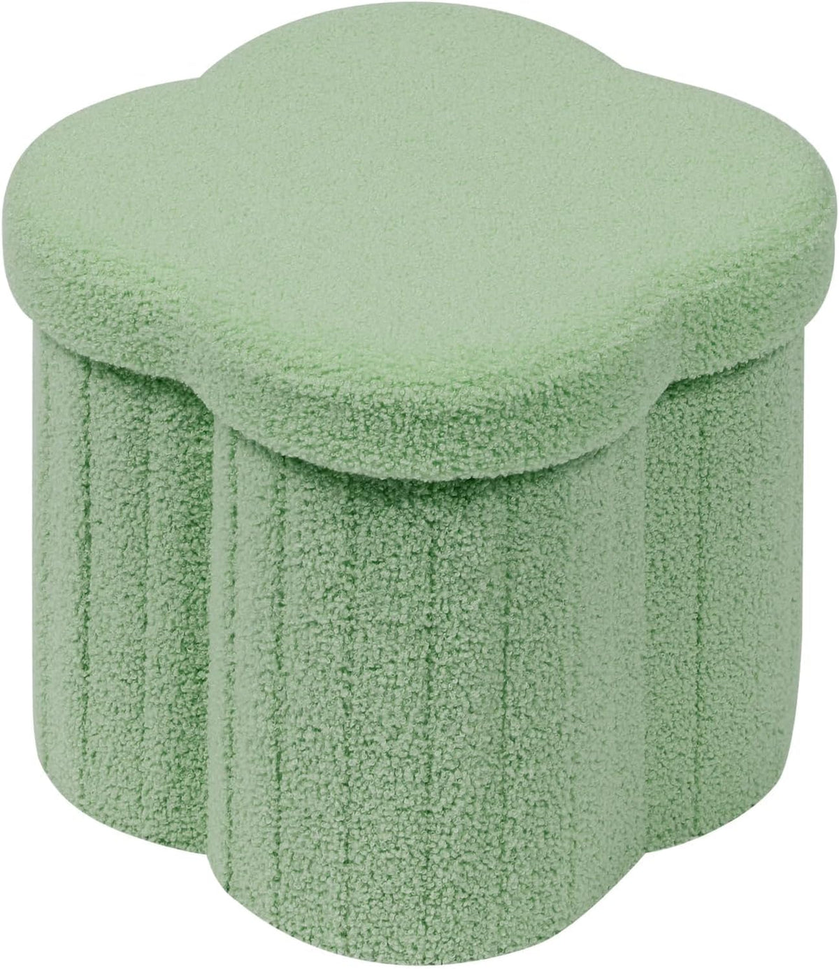 12.6" Flower Storage Ottoman Cube – Boucle Faux Fur, Foot Rest & Seat for Living Room, Bedroom