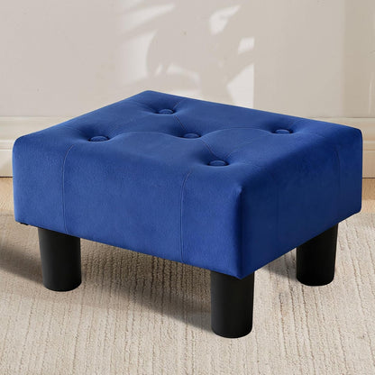 Small Rectangle Sherpa Foot Stool – Ottoman Foot Rest for Couch, Living Room & Bedroom (White)