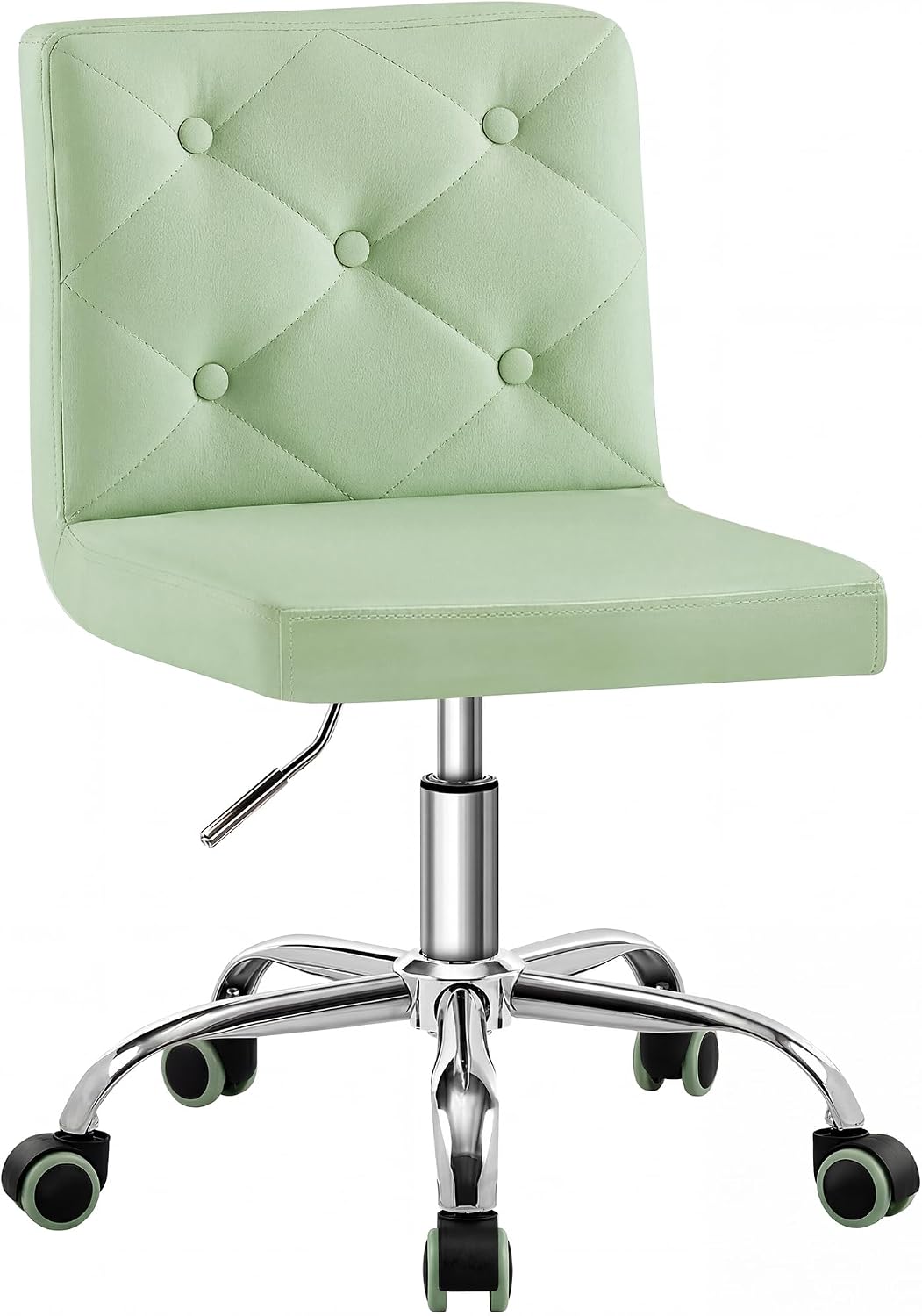 Leather Mid-Back Vanity Chair, Height Adjustable, Swivel