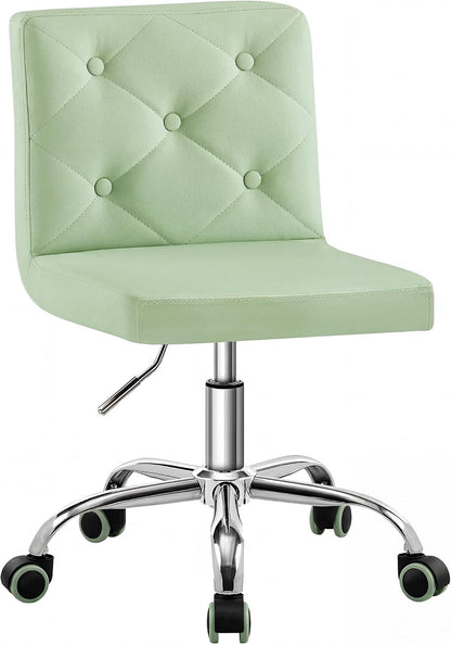 Leather Mid-Back Vanity Chair, Height Adjustable, Swivel