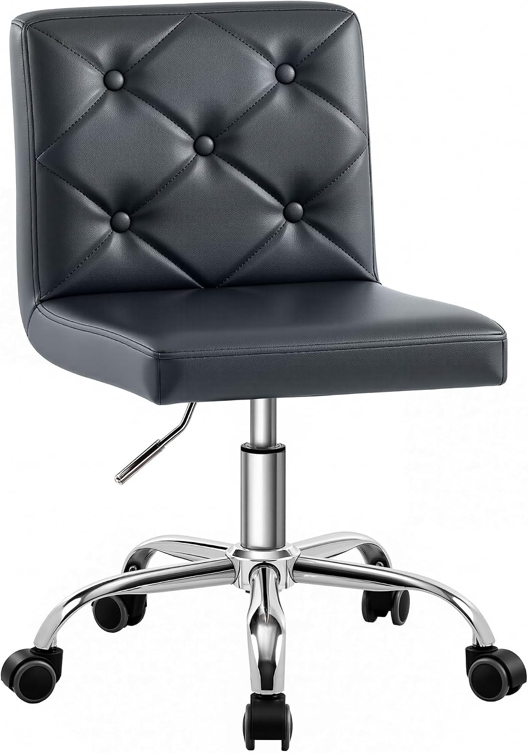 Leather Mid-Back Vanity Chair, Height Adjustable, Swivel