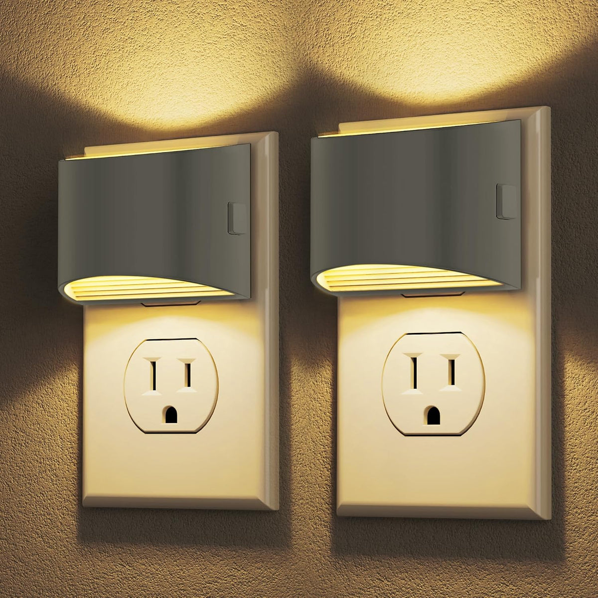 Night Lights Plug into Wall (2-Pack) – 3000K, 3-Level Dimmable, Dusk to Dawn Sensor