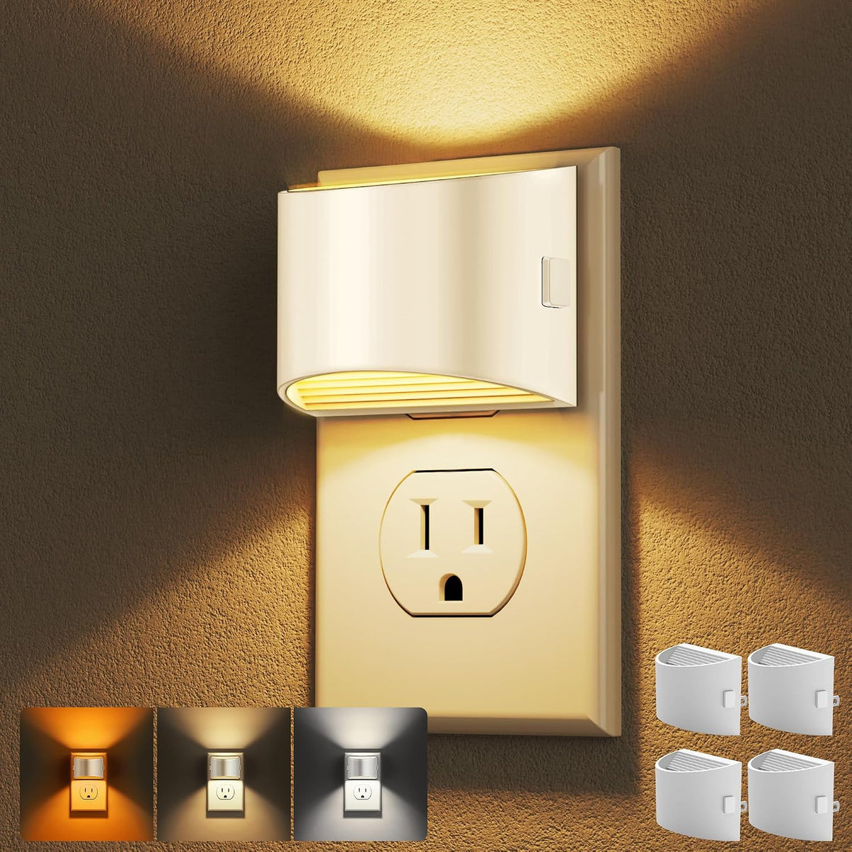 Night Lights Plug into Wall (2-Pack) – 3000K, 3-Level Dimmable, Dusk to Dawn Sensor