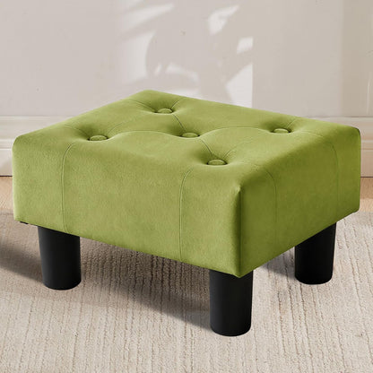 Small Rectangle Sherpa Foot Stool – Ottoman Foot Rest for Couch, Living Room & Bedroom (White)