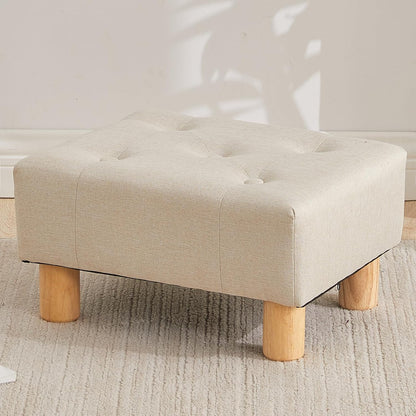 Small Rectangle Sherpa Foot Stool – Ottoman Foot Rest for Couch, Living Room & Bedroom (White)
